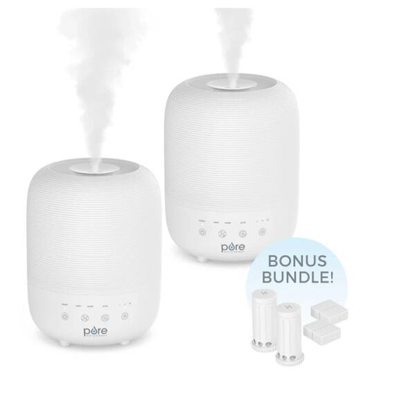 HUMe Sense 2-Pack Bundle - 2 Humidifiers, 2 Filters, & 20 Scent Pads - Picture 1 of 5
